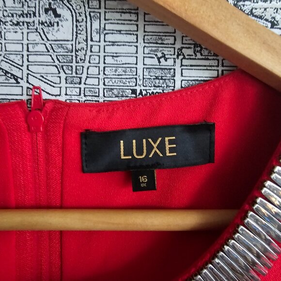 Luxe Red Fit and Flare Red Dress - Picture 5 of 5